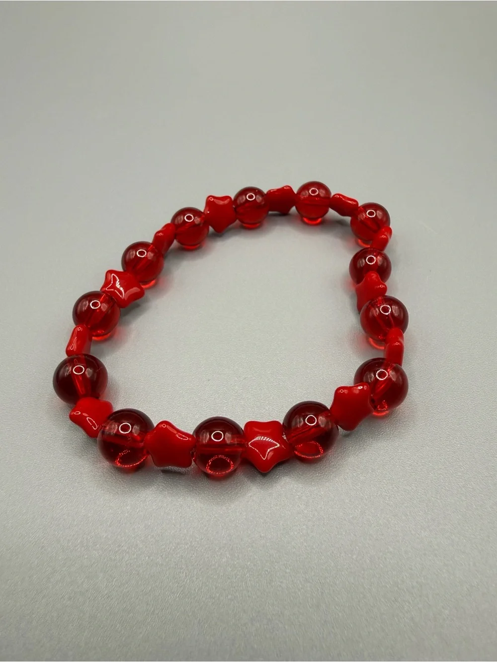 Red & Blue Beaded Stretch Bracelets - Handmade #B0728C